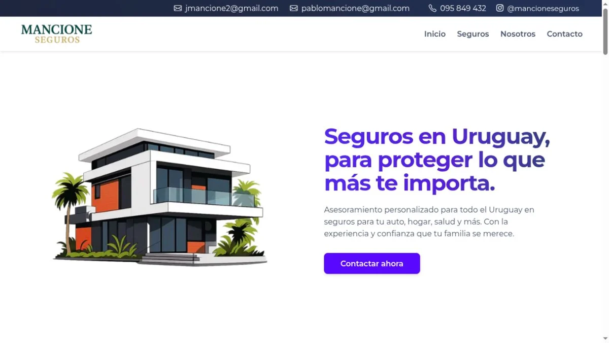 Vista del sitio web de Mancione Seguros