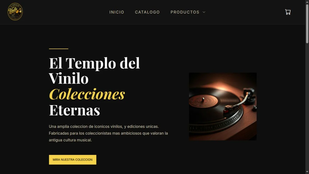 Vista del sitio web de El Templo del Vinilo